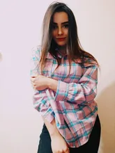 Plaid Shirt Tops Long-Sleeve Office Women Coat Loose Ladies Karsany And