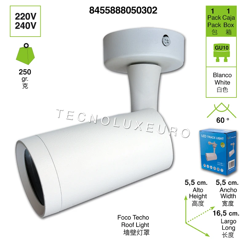 Proiettore da parete bianco richiede essere equipaggiato con lampadina GU10 | Лампы и освещение