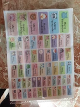 Etiqueta para planchar con diseño de dibujos animados, pegatinas con nombres personalizados, impermeable, compatible para uniforme escolar, accesorios de ropa