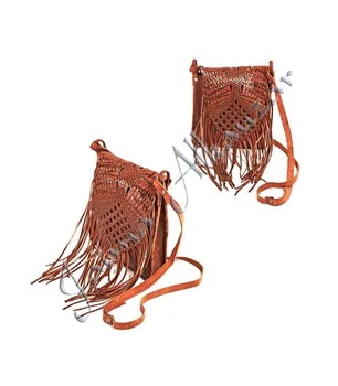 

Leather Fringe Bag - Handmade - 2 Colors - 3 Pockets-Quality