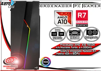

Pc Gamer Desktop AMD A10 x4/4 a 4.00Ghz 16 hard gb Ram 120 hard gb SSD 1TB HDD radeon R7