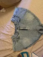 SeeBeautiful-Mini pantalón vaquero para mujer, pantalón vaquero, holgado, con bolsillos, cintura media, con cordones, para verano y otoño, 2020