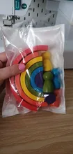Montessori-juguetes de madera de arcoíris para niños, juguetes educativos Montessori para apilar