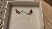 Bamoer-pendientes de esmalte rojo pez para mujer, Plata de Ley 925, pendientes de tuerca Koi para Primavera, joyería de plata SCE812