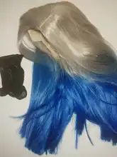 Straight Wigs Gray Blue Ombre Blonde Synthetic-Hair Brown Middle-Part Cosplay Women FAVE