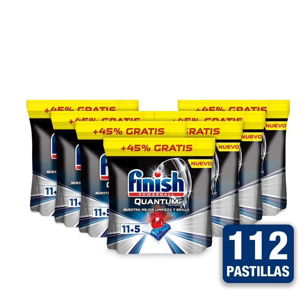 Finish Quantum Ultimate-Pack 7x Finish Quantum Ultimate 11 + 5 Pastillas para Lavavajillas-lavapatos - изображение