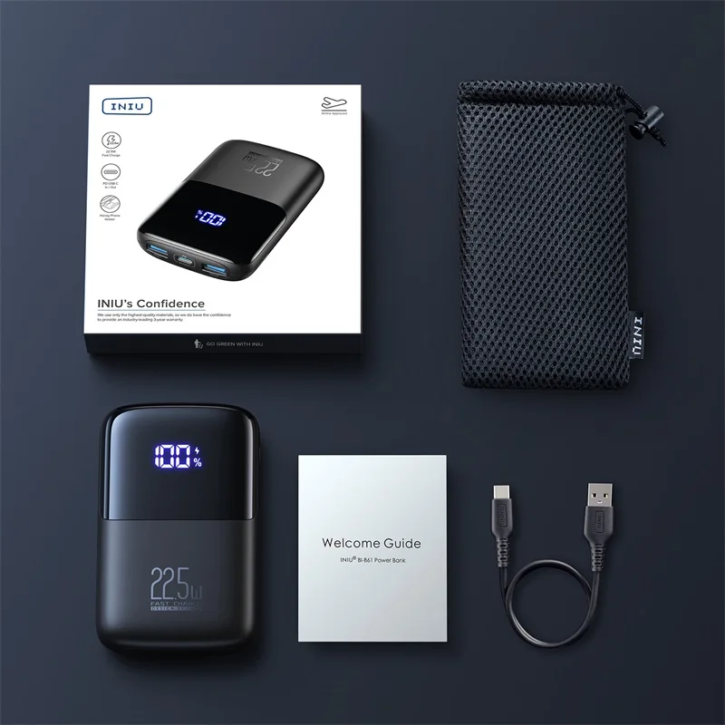 INIU 22.5W Power Bank PD 10000mAh Fast Charge Portable Charger with Phones Holder External Battery Pack for iPhone Samsung iPad bank power Power Bank