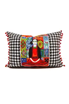 

Frida Kahlo And Goose Foot Pattern Pom Pom Rectangular Furniture Pillow Decorative Cushion Cover
