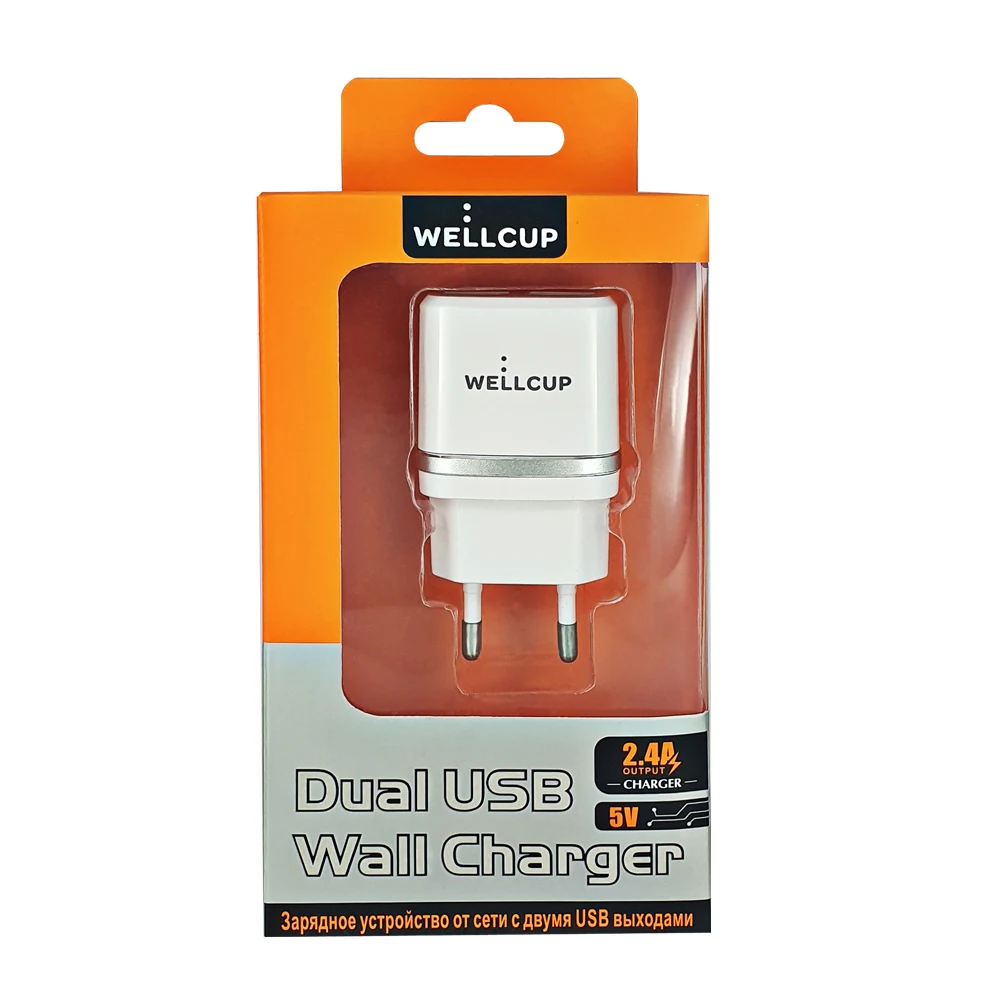 Wellcup 5V 2.4A USB зарядное устройство с 2 портами настенное EU адаптер | Мобильные