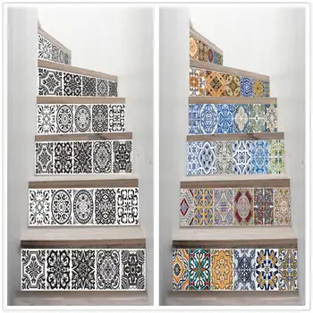 

6PCS Removable Stair Steps Stickers Vinyl Self-Adhesive Tiles PVC Stairs Wallpaper Murals for Stairway Decoration Home Design 3D