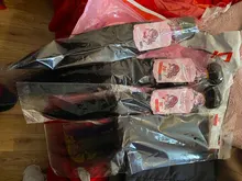 Extensiones de cabello humano 100%, 3 mechones rizados brasileños con cierre, 4x4 pulgadas, color 1b, belleza de moda, no remy, 4 Uds. En total