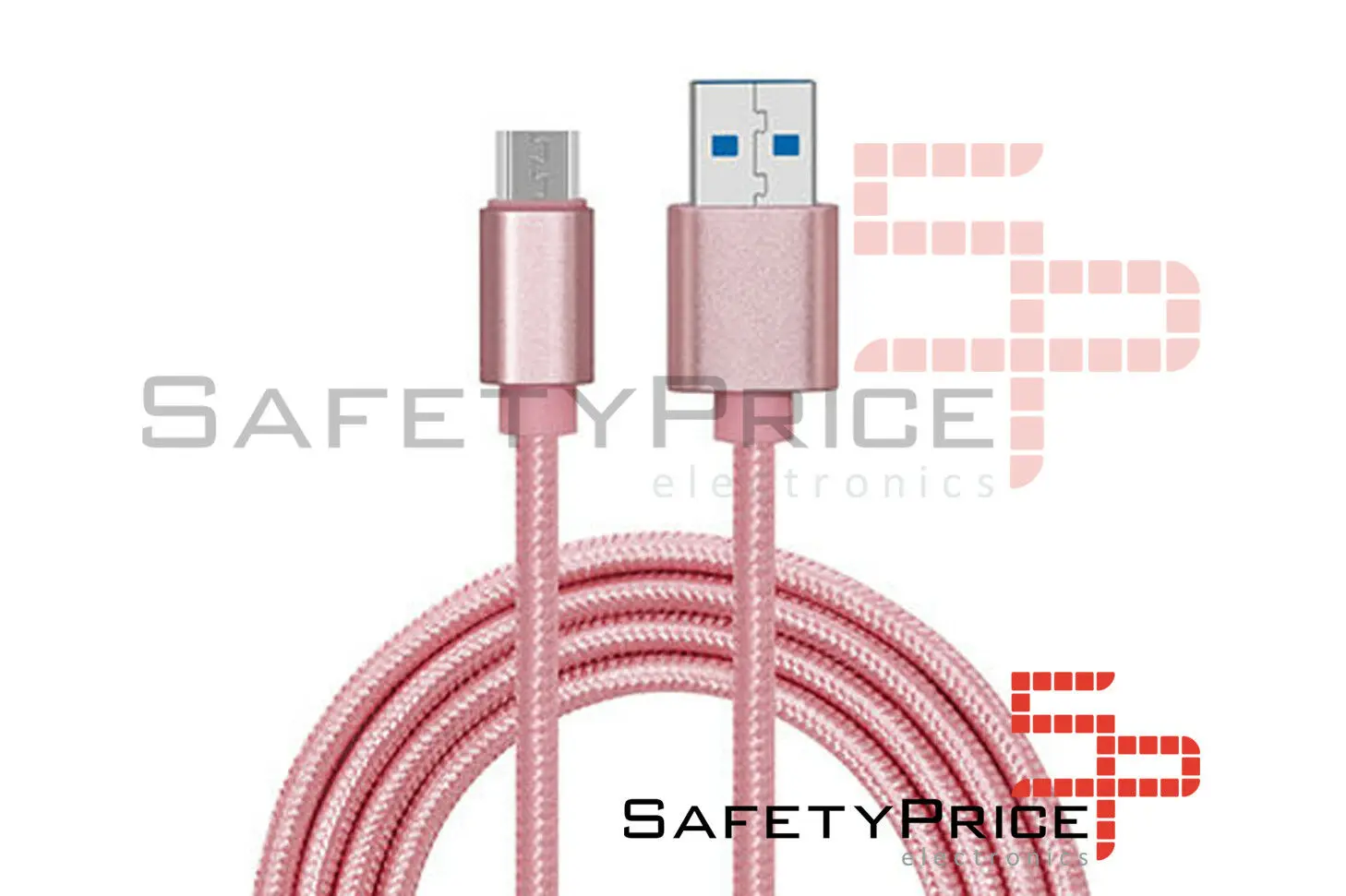 Кабель USB-C алюминиевый Плетеный нейлон MOVIL TABLET type C розовый 1 м | Электронные