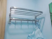 Towel-Holder Can-Be-Folded-Hanger Home-Accessories Stainless-Steel Bathroom Black Wall-Mounted