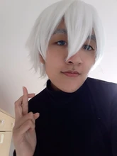 QQXCAIW negro blanco morado rojo corto Cosplay del pelo peluca hombre fiesta 30 Cm de alta temperatura de fibra pelucas de pelo sintético