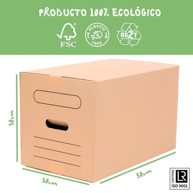 ONLY BOXES Pack 10 Cajas de cartón Mudanzas Almacenaje Transporte, Caja con  Asas para fácil manejo, Dimensiones 50x30x30 cm, Caja Cartón Canal Doble  Ultrarresistentes, 100% ecológico