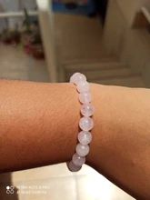 Pulsera elástica de cuarzo con piedra Natural para mujer, brazalete de color rosa en polvo, 2021