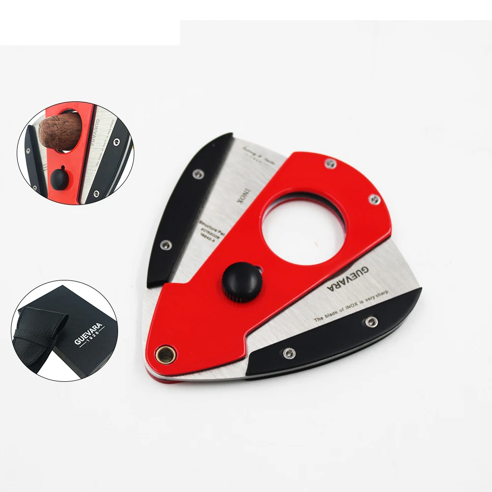 

Guevara Stainless Steel Cigar Cutter Pocket Guillotine Double Blades Cut for Best Gift with Attractive Gift Box