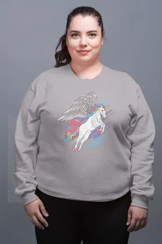 

Angemiel Wear Flying Sweet Unicorn Gray Female Sweatshirt