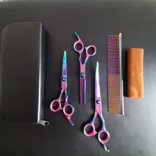 7 pulgadas tijeras de peluquería canina de acero inoxidable peine adelgazamiento gatos domésticos Barber tijeras de peluquería canina Kit para perros el corte de pelo