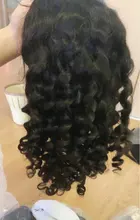 Ambition-pelucas de cabello humano sin procesar # 1b, prearrancado, color negro, onda de encaje profundo, 13x4, nudos blanqueados