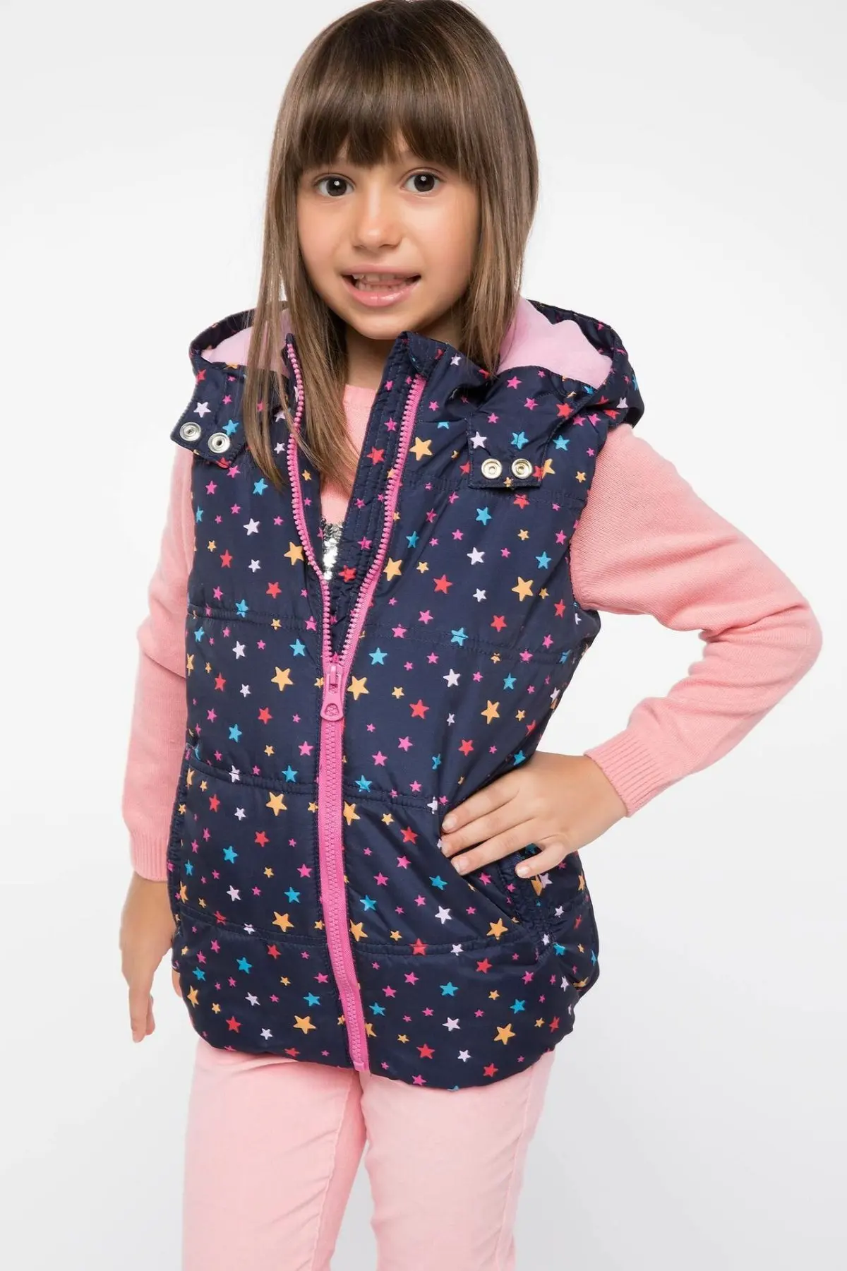 DeFacto Sweet Girl Colorful Dot Fashion Hooded Vest Outwear Casual