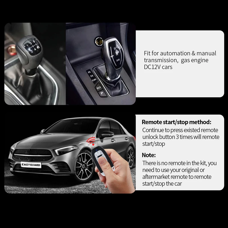 EASYGUARD universal Remote Starter fit for Vehicle with oem Push to Start only