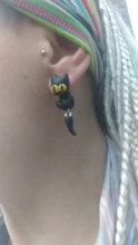 Pendientes de vinilo hechos a mano de arcilla polimérica 3D para mujer, aretes de animales, pendiente de gato, cierre de tuerca, joyería