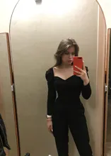 Coreana-camisas vintage de color liso para mujer, blusa ajustada de manga abombada cuadrada, con cuello en V, 2019, gran oferta especial