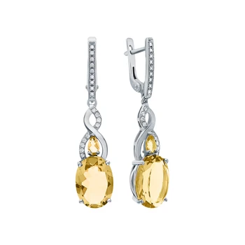 

Silver earrings with cubic zirconia and citrine sunlight sample 925