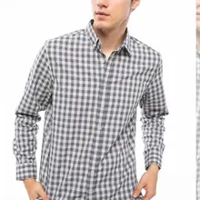 Дефакто, мужская хлопковая рубашка с длинным рукавом и принтом в виде сетки, повседневные смарт-рубашки, мужские хлопковые рубашки с отложным воротником Shirts-I9617AZ18AU