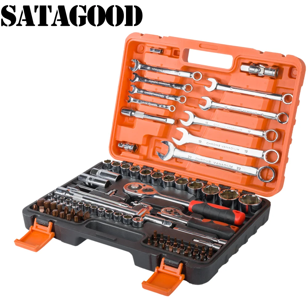 

SATAGOOD Set of tools 82 subjects Tools Set of hand tools auto repair tool hand tools car tools car tool kit auto tool head set