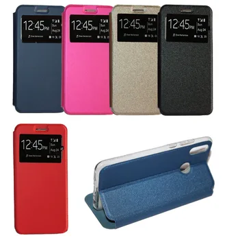 

Stand case for HUAWEI P SMART 2019 Book soporte with window window colores Blue, Red, Pink, Black, Gold Tone