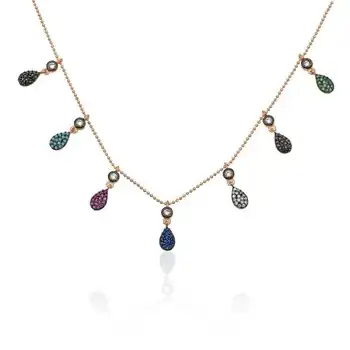 

KUTAYDAN 925 Sterling Silver Colorful Lady Luck Necklace