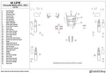

Interior lining for Chevrolet Malibu 2010-UP. Set L276.