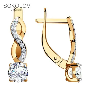 

Drop Earrings with stones SOKOLOV gold fashion jewelry 585 women's male, long earrings