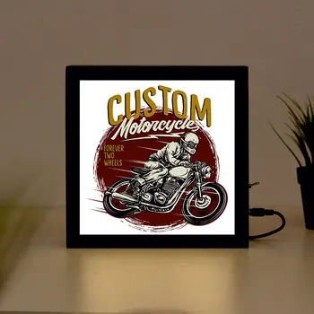 

Custom Motorcycle Handcrafted Wooden Light Box Sign for Home, Restaurant, Coffee Shop Business Signage