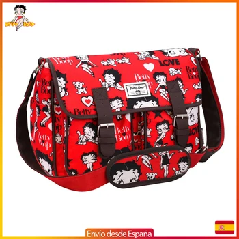 

BETTY BOOP made handbag shoulder 34CM, closed and open pockets, Two frontals, with zipper, belt 110cm