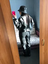 Jacket Short Winter Coat Faux-Leather Mozuleva Black Women Retro PU Turn-Down-Neck Loose