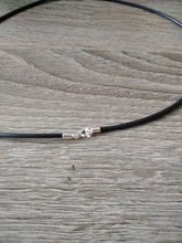 Gargantilla con cuerda de Cuero de goma negra, collar con broche de langosta de Plata de Ley 925, Conector de hebilla, cordón, accesorios de joyería DIY