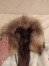 BLUENESSFAIR-abrigo de piel auténtica de zorro para mujer, chaqueta de invierno, Parka larga, Cuello de piel de mapache Natural, ropa de calle cálida