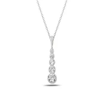 

Angemiel 925 Sterling Silver Zircon Necklace-Rhodium Plated
