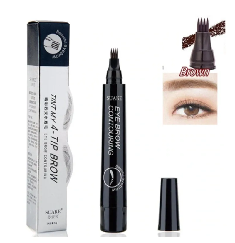 Brown Shopify Прямая поставка Горячая Распродажа 5 цветов 3D Microblading бровей Тату ручка 4 вилки советы тонкий эскиз водостойкий гель для бровей Карандаш Водонепроницаемый - Цвет: Brown