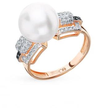 

Gold ring with cubic zirconia and pearls sunlight sample 585