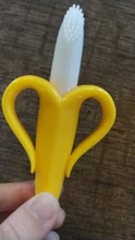 Mordedor de bebé seguro sin BPA, anillo de dentición de plátano, de silicona, para masticar, cuidado Dental, cepillo de dientes, cuentas de regalo para lactantes