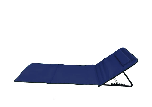 Pincho portable folding beach mat with adjustable backrest and headrest 170x48x50cm storage pocket Navy blue