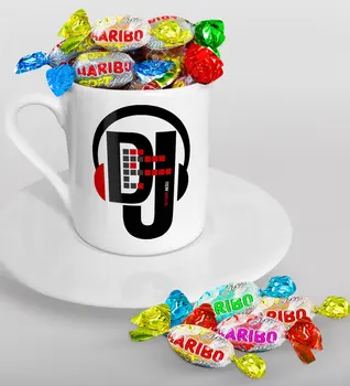 

Personalized DJ Turkish coffee Cup and Haribo Candy Gift Seti-1