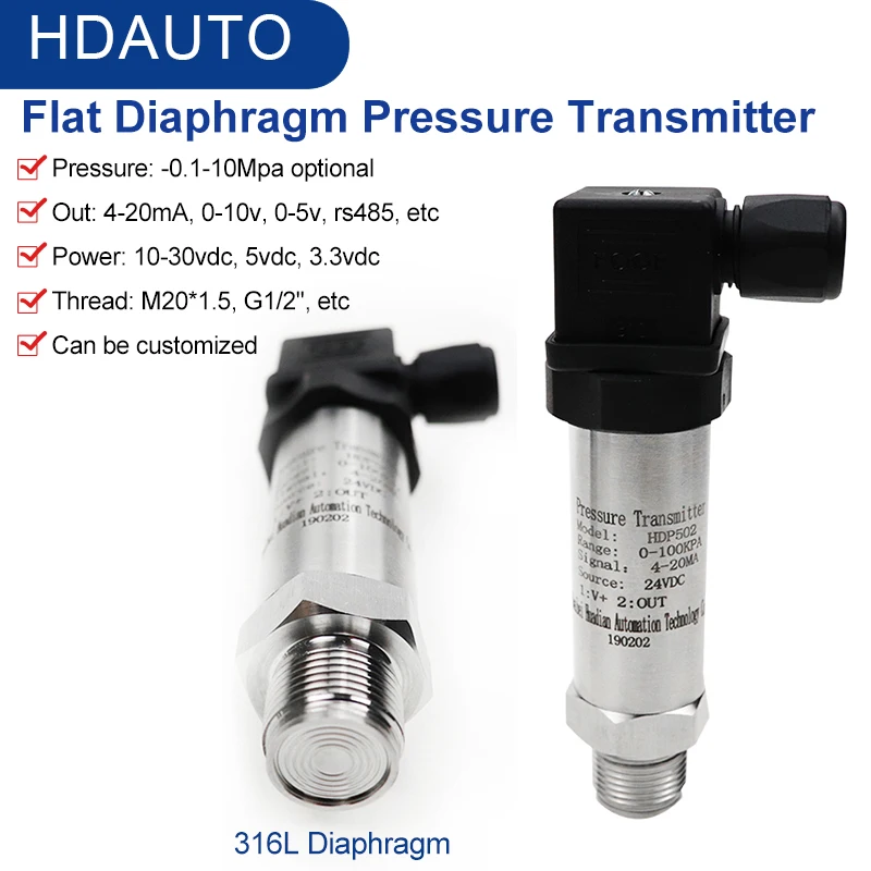 Flat Diaphragm Pressure Transmitters 420ma rs485 Milk Glue Tank Sanitary Food Grade Flush Pressure Transducer Sensor