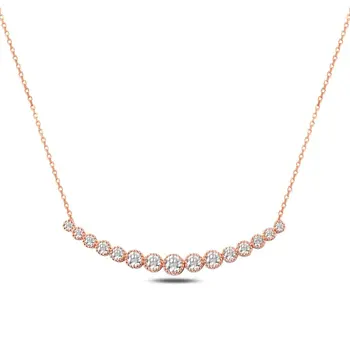 

Angemiel 925 Silver Zircon Stone Watercourse Necklace-Rose Gold Plated