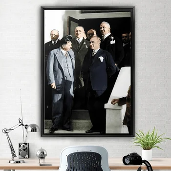 

siyah çerçeveli atatürk kanvas tablo