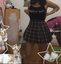 Falda plisada de cintura alta para mujer, faldas a cuadros, estilo Preppy, para baile